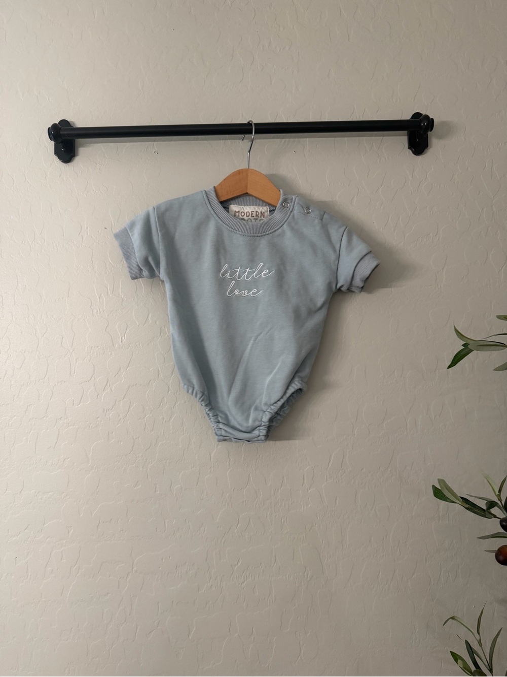 Modern Roots 'Little Love' Light Blue Bubble Romper Onesie